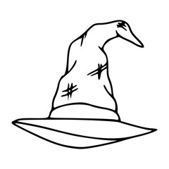 outline drawing of a witch's hat