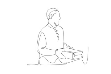 Ramadan charity concept one-line drawing