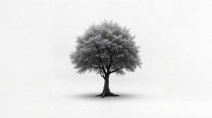 A tree is standing in front of a white background