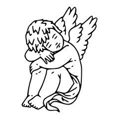 emotional angel vector sketch