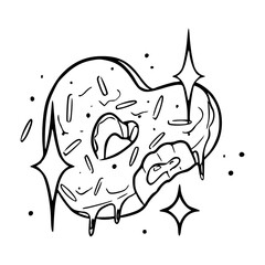 hand-drawn donut with sparkle accents