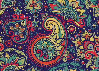 Vintage Seamless Paisley pattern for tapestry, fabric, wallpaper. Traditional oriental style design.