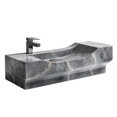 Elegant Minimalist Bathroom Sink with Unique Curved Design in Luxurious Stone Finish