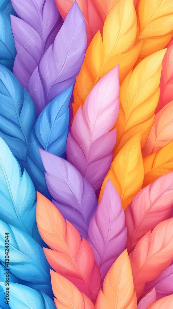 Poster colorful feather pattern background