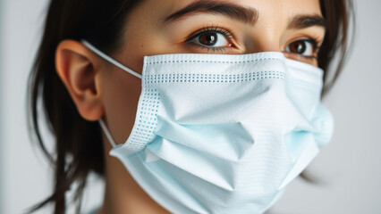 Woman with surgical mask face protection 
