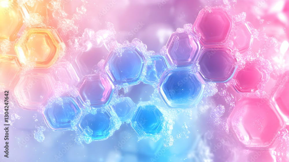 Aufkleber colorful hexagonal structures in abstract space