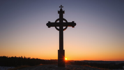 cross at sunset