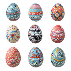 Colorful Hand-Painted Decorative Eggs Displayed in a Creative Arrangement for Easter and Festive Celebrations