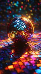 Disco ball reflects vibrant light patterns