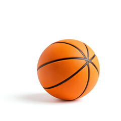 A single orange basketball with black lines on solid white background, single object