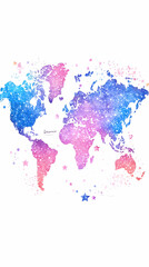 Fototapeta premium Colorful World Map with Stars