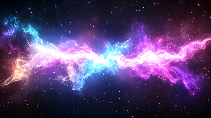 Fototapeta premium Cosmic cloud streaks across starlit void, vibrant nebula glows in deep space