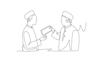 Ramadan charity concept one-line drawing