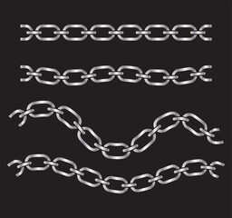 Fototapeta premium Vector illustration of chain pattern set of braided ropes in black and white color