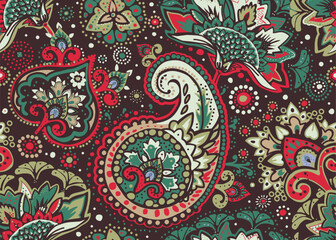 Vintage Seamless Paisley pattern for tapestry, fabric, wallpaper. Traditional oriental style design.