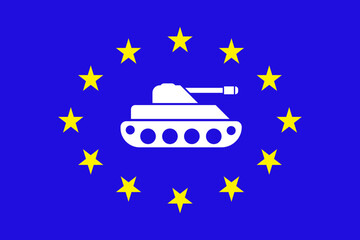 Grafik für Europa Sicherheit Militär mit Panzer © sh99