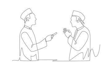 Ramadan charity concept one-line drawing