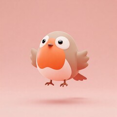 easter chick cute 3d bird with pink ribbon