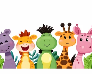 Cute animal cartoon border