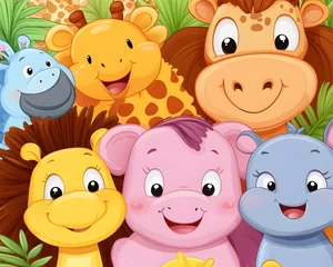 Cute Animals in Jungle Setting (1)