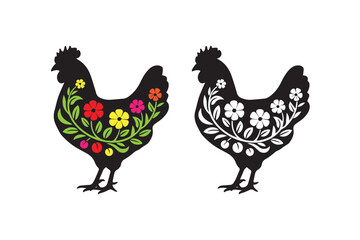 Floral Chicken Design VECTOR