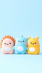 Naklejka premium Cute cartoon creatures on pastel background