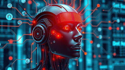 Robot head with binary code