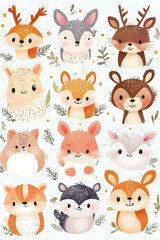 Obraz premium Cute forest animals illustration