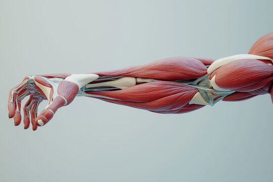 Elbow dislocation injury treatment. Joint recovery. Pain diagnosis. Medical image of a human arm with a dislocated elbow for visualization purposes.