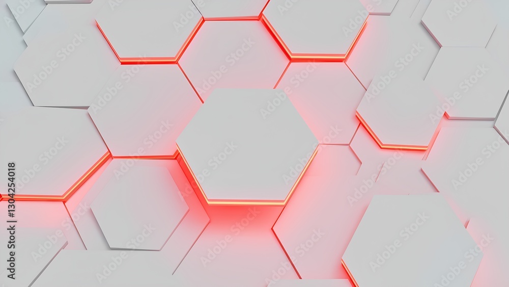 Poster dynamic hexagonal patterns with glowing edges abstract design digital art modern aesthetic close-up 