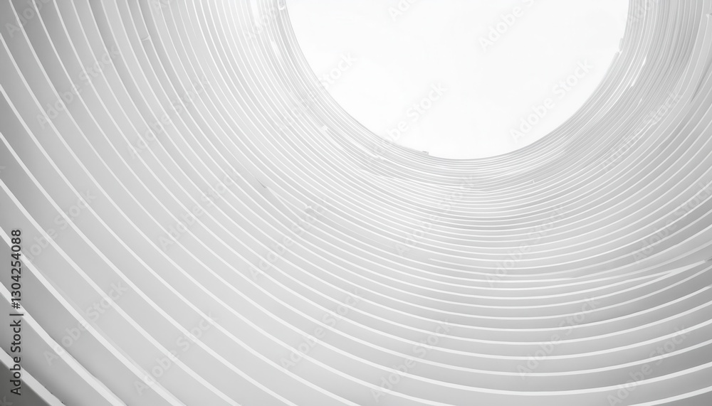 Poster abstract white architectural vortex with curved layered lines, modern minimal design, futuristic symmetry, dynamic perspective

