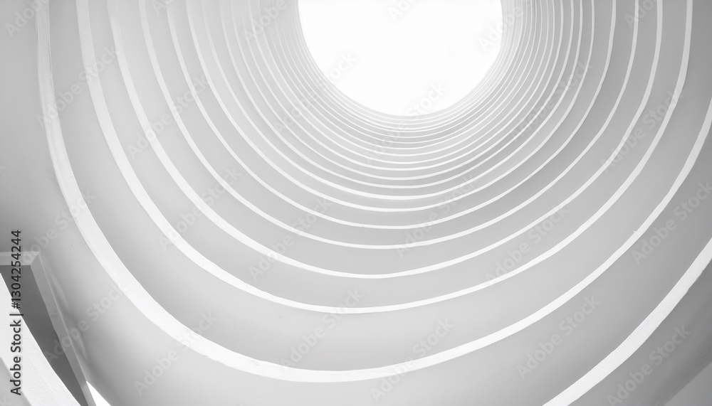 Aufkleber abstract white architectural vortex with curved layered lines, modern minimal design, futuristic symmetry, dynamic perspective

