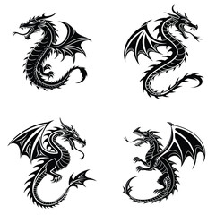 Dragon Silhouette Svg Desing Clipart Illustration