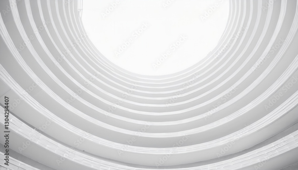 Aufkleber abstract white architectural vortex with curved layered lines, modern minimal design, futuristic sym