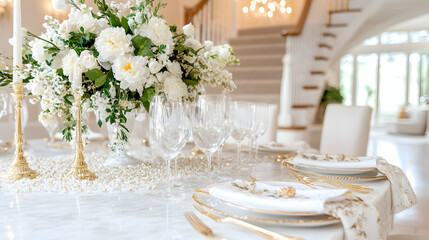 Elegant White Dining Room Setting