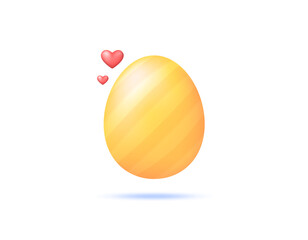 illustration of a yellow egg with a line pattern and a heart symbol. easter egg. love easter event. symbol or icon. minimalist 3d style design. design elements. easter day