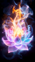 Obraz premium Glowing Lotus in Firey Smoke