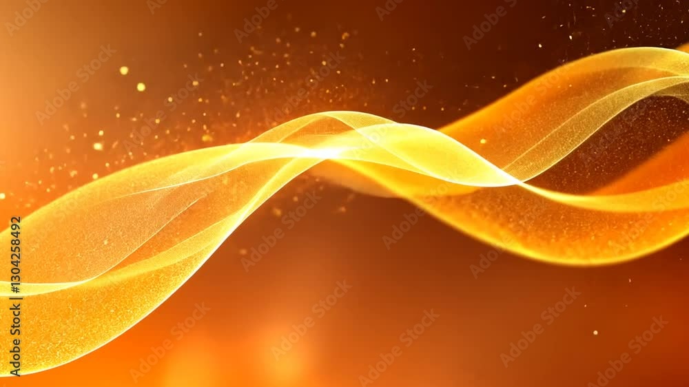 Poster abstract shimmering golden wave background with glittering particles animation loop