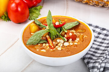 Asian spicy and sour vegetarian soup