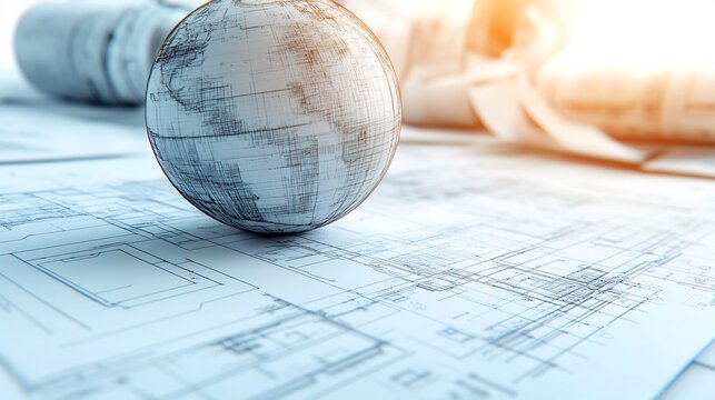 Global Design Blueprint Soft Light. AI Generated