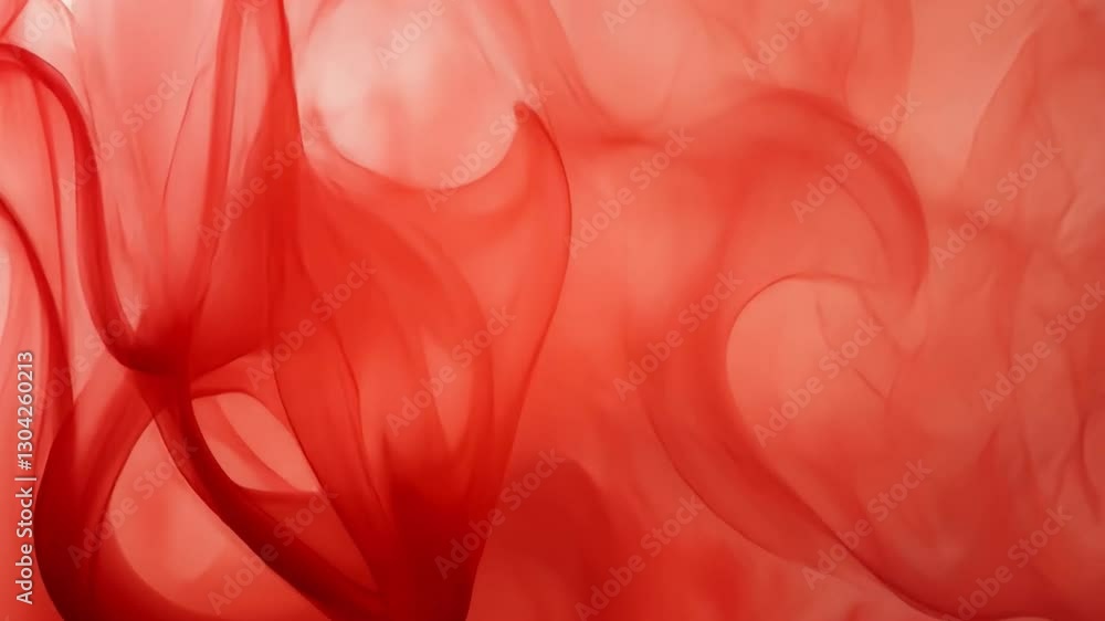 Poster fluid passion: an artistic display of vibrant red hues, creating a dynamic and ethereal effect, evok