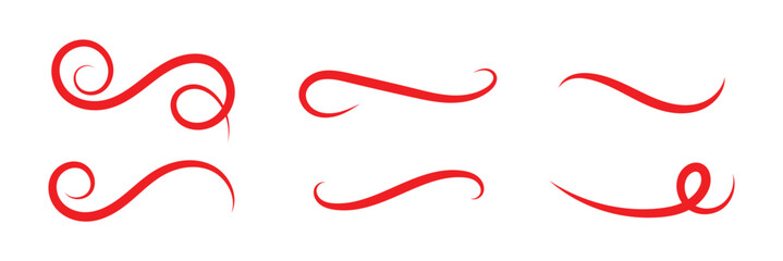 Swooshes text tails. football, baseball typography swashes Texting tail for lettering or old varsity sport logo vector for apps or web retro style. Hand drawn swirl swoosh underline in eps 10.