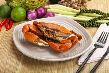 Delicous luxury steamed red crab