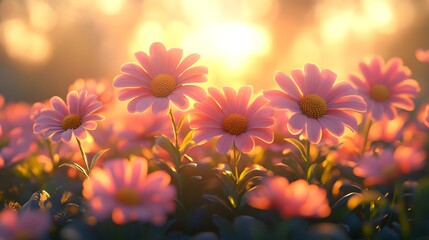 Fototapeta premium flowers in yellow and pink soft gradient