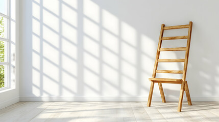 Modern Room Interior with Wooden Chair