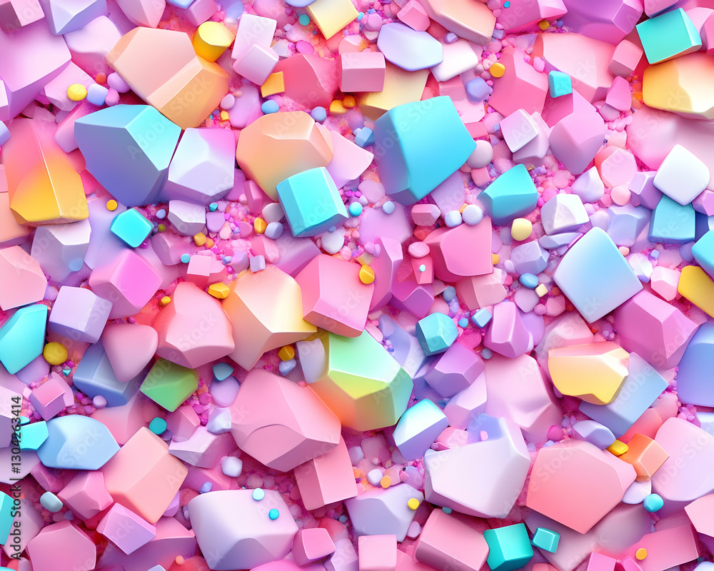Aufkleber pastel gems colorful angular rocks scattered across seamless, soft background