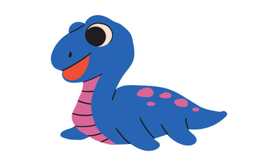 Plesiosaurus, plesiosaur, ancient marine reptile, prehistoric, wild animal, predator from jurassic, triassic, cretaceous period, paleontology, vector, illustration colorful, isolated