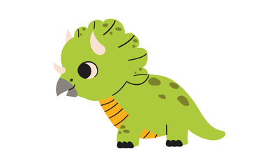 Vector illustration of Cartoon Dinosaur Character. Cute colored dinosaur isolated on white background