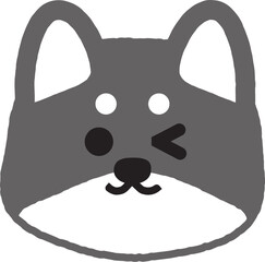 ウインクしているシンプルな黒柴のイラスト