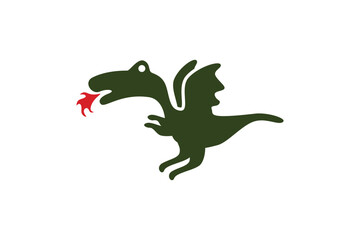 cute dragon with flame logo